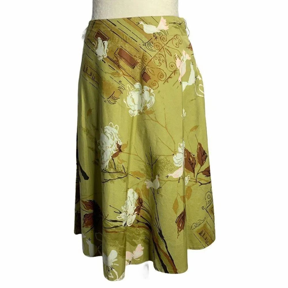 Odille Anthropologie A Line Full Skirt 2 Green
